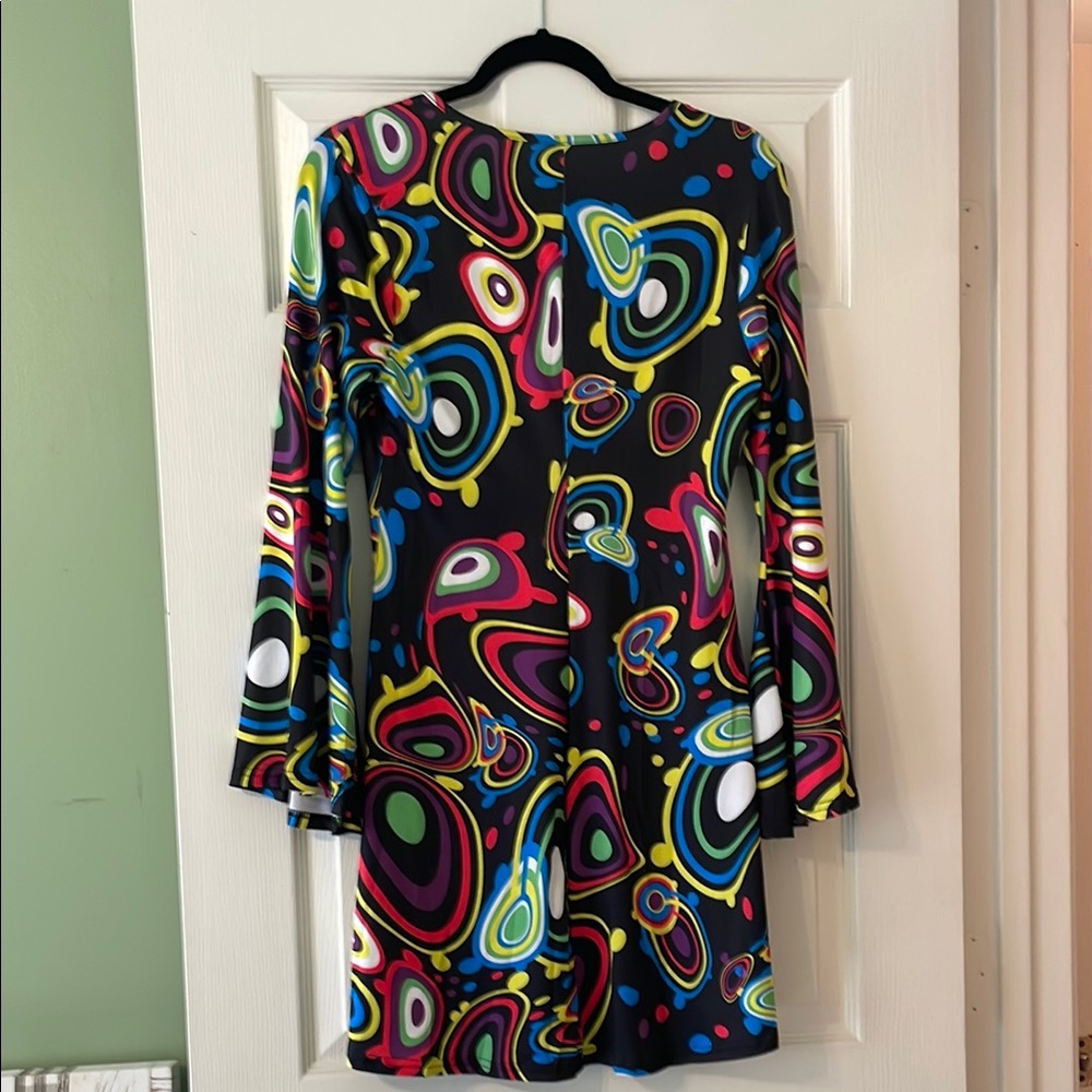 Retro Multicolor Abstract Pattern Dress-NEW-medium - Picture 2 of 3